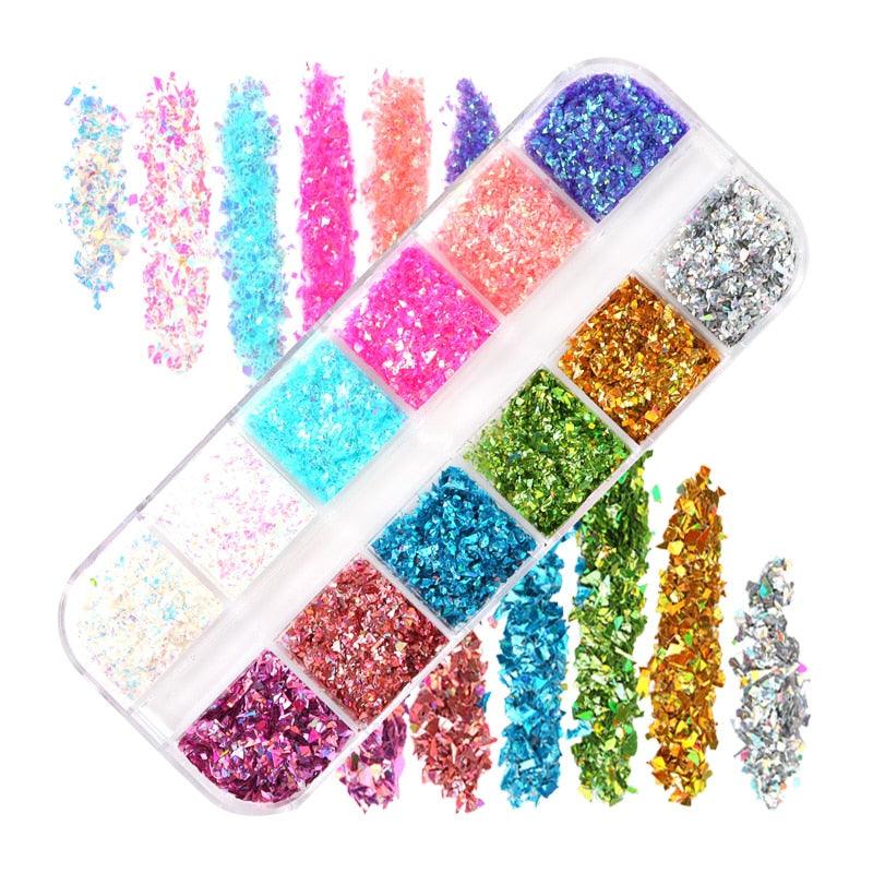 Glitter 3D Nail Art Variado