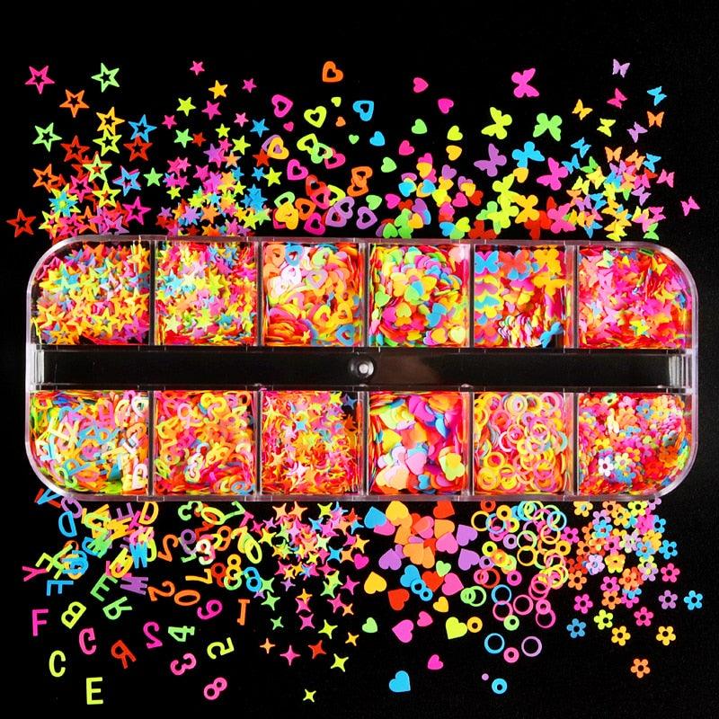Glitter 3D Nail Art Variado