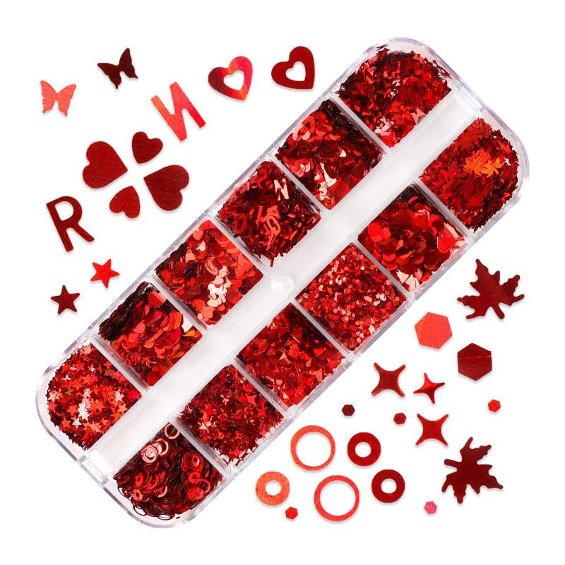 Glitter 3D Nail Art Variado
