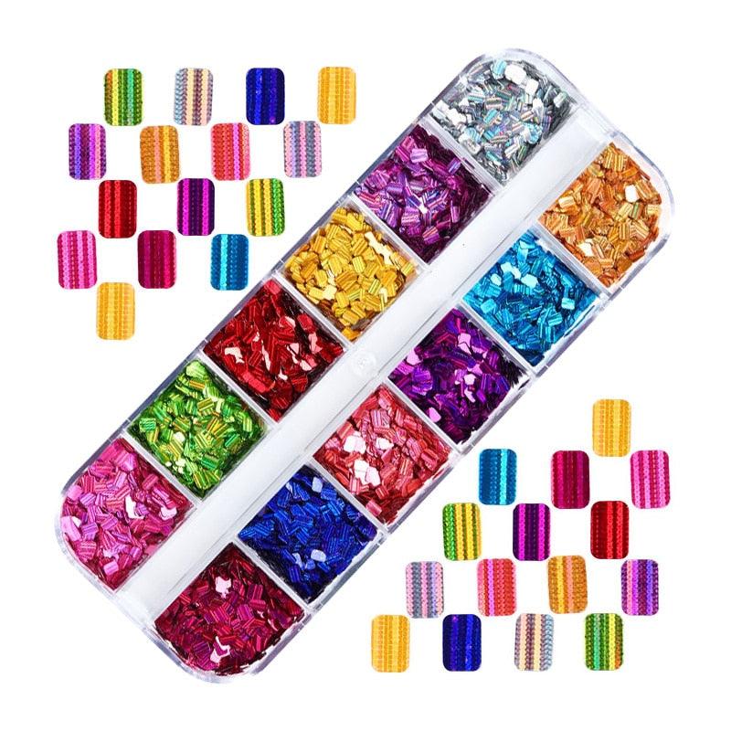 Glitter 3D Nail Art Variado