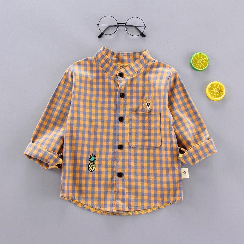Camisa Listrada Fina de Manga Longa para Crianças