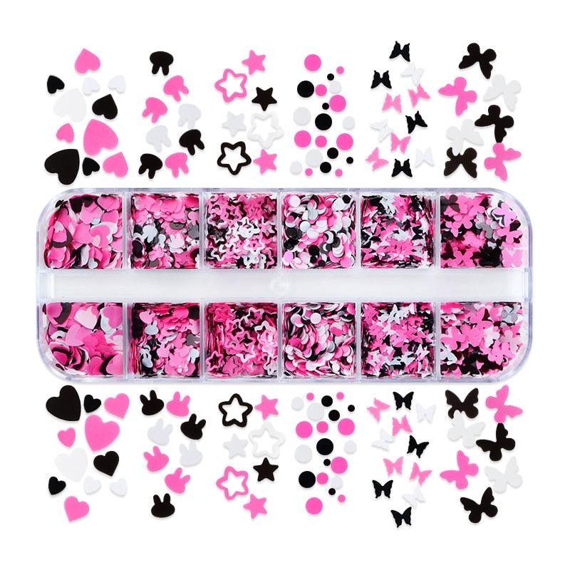 Glitter 3D Nail Art Variado
