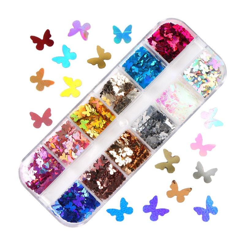 Glitter 3D Nail Art Variado