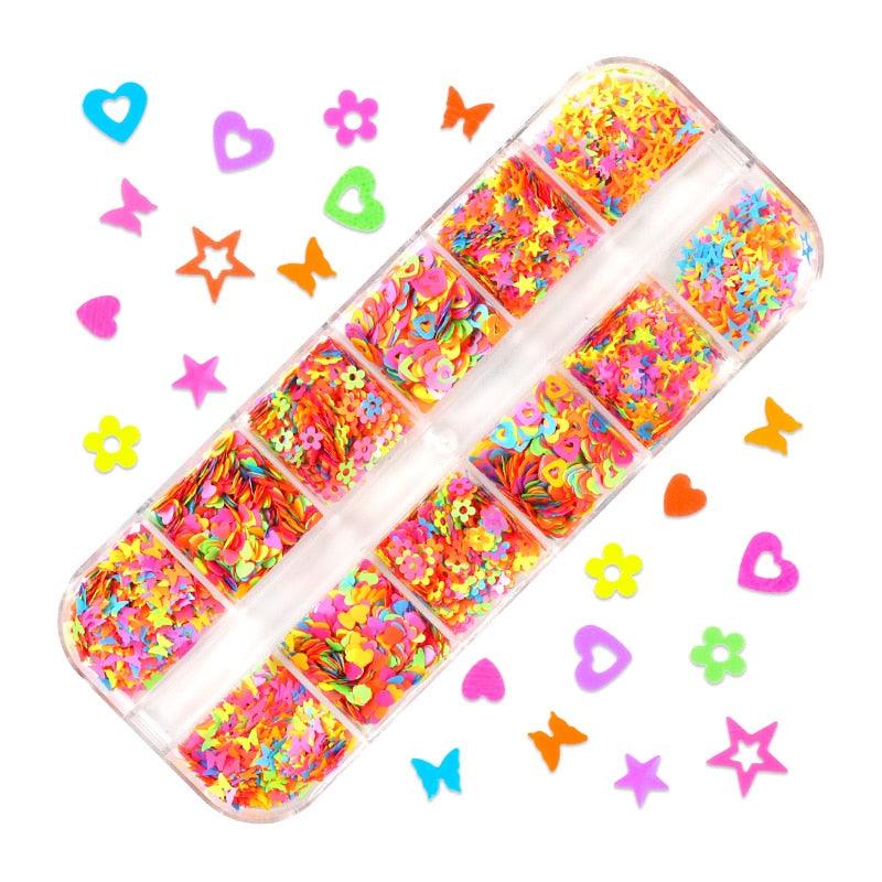 Glitter 3D Nail Art Variado