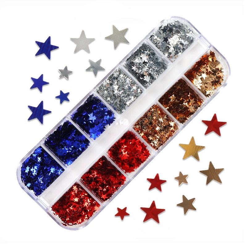 Glitter 3D Nail Art Variado