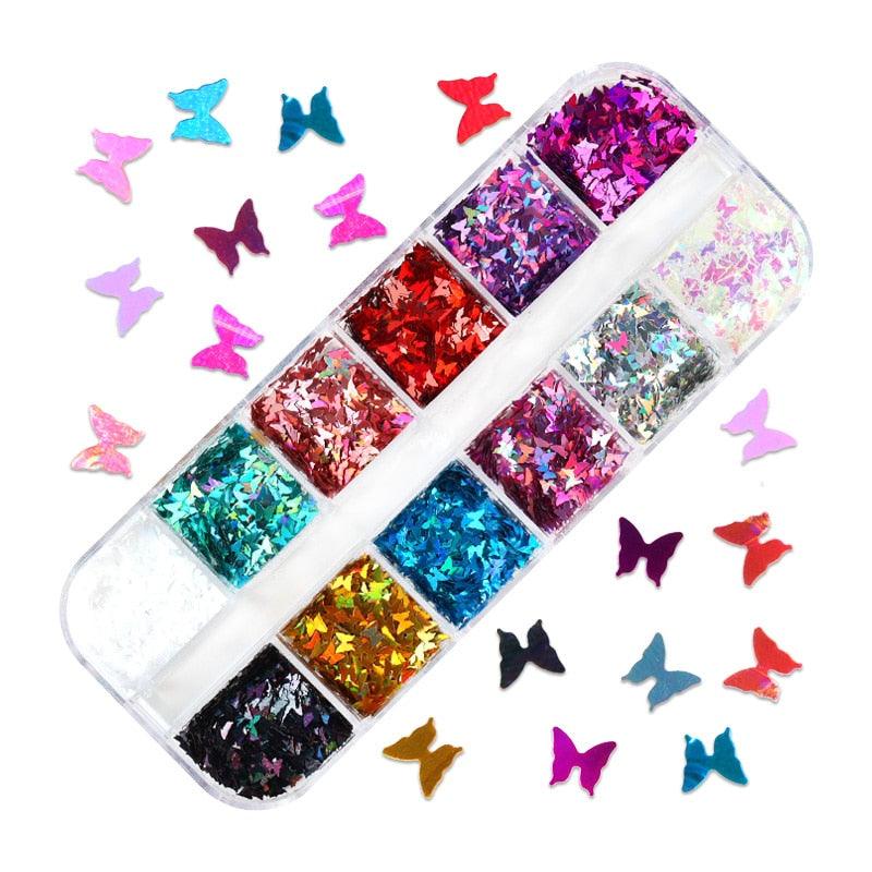 Glitter 3D Nail Art Variado