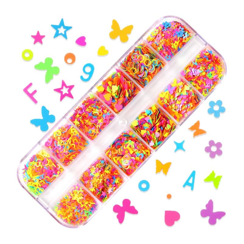 Glitter 3D Nail Art Variado