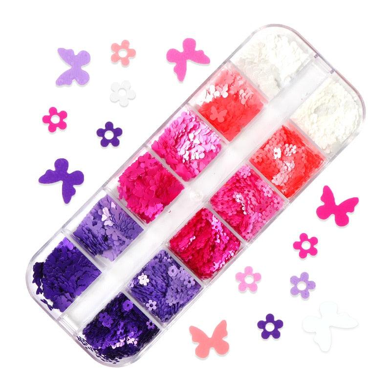 Glitter 3D Nail Art Variado