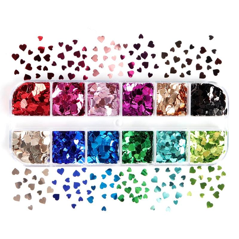 Glitter 3D Nail Art Variado