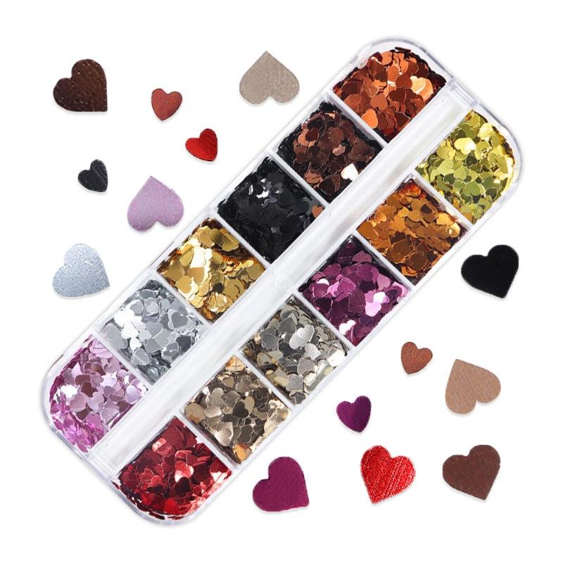 Glitter 3D Nail Art Variado