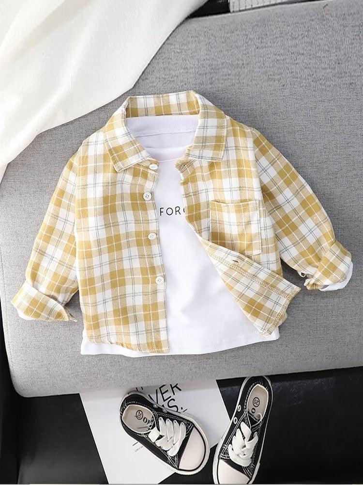 Camisa Listrada Fina de Manga Longa para Crianças