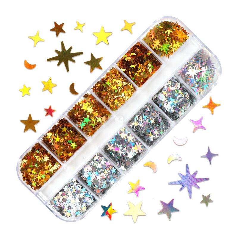 Glitter 3D Nail Art Variado
