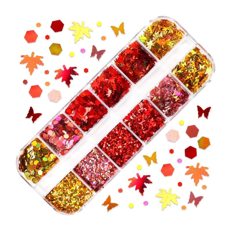 Glitter 3D Nail Art Variado