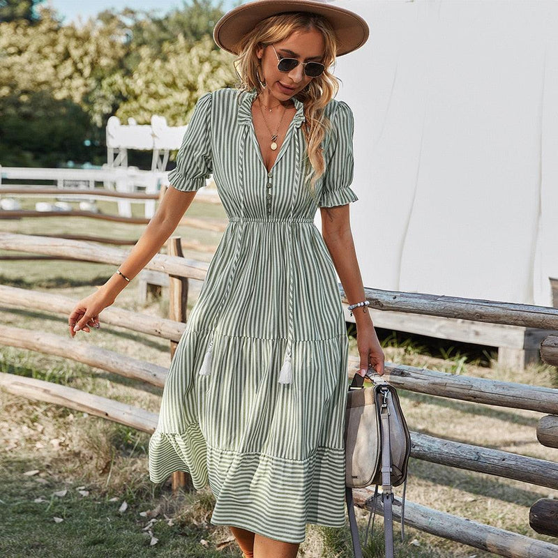 Vestido V-neck Ruffles 2023