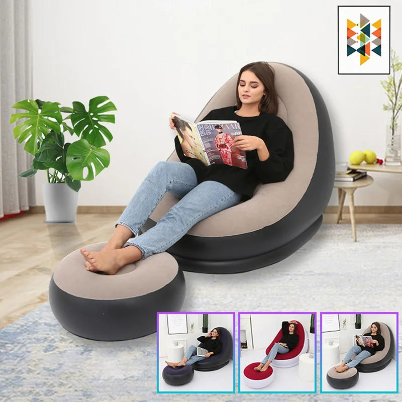 Cadeira de sofá inflável PVC flocado