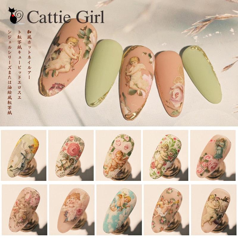 10pcses/set  Nails Foil Stickers Cupid Love Design  Manicure Angel Lover Nail Art Transfer Paper Nails Art Decals