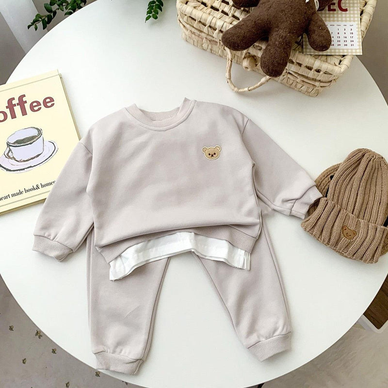 Conjunto de Roupas para Bebê Menino (2 peças) com Moletom Bordado de Urso e Calça