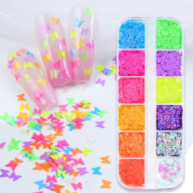 Glitter 3D Nail Art Variado